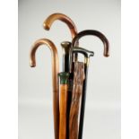 SEVEN VARIOUS WALKING STICKS