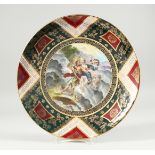A VIENNA CIRCULAR PLATE painted with a classical scene. Vienna mark in puce 12ins diameter