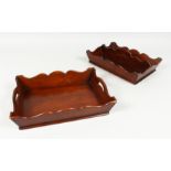 TWO MAHOGANY CUTLERY TRAYS 11.5ins long