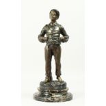 ANTONY BAILLY A GOOD BRONZE OF A WHISTLING BOY. Signed, on a circular base. 13ins high