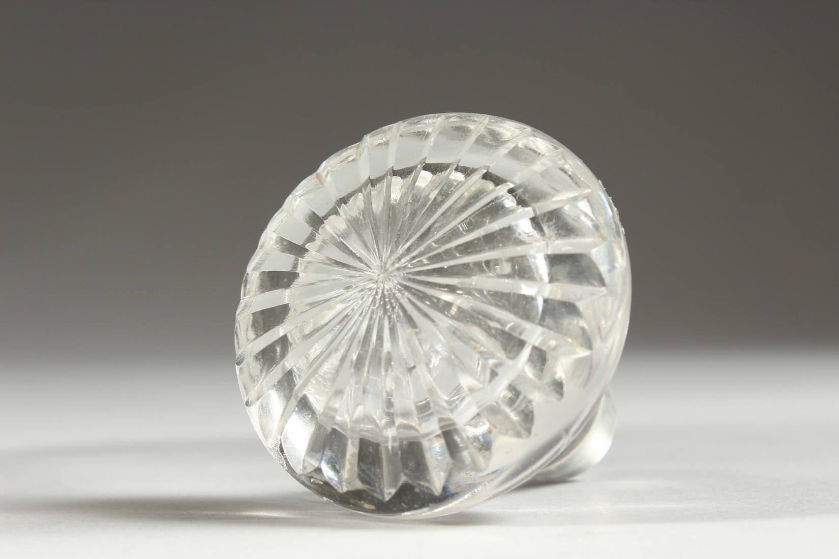 AN ASPREY CUT GLASS DECANTER AND STOPPER with silver band. - Image 3 of 5