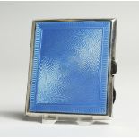 A TWO SIDED BLUE ENAMEL AND SILVER CIGARETTE CASE Birmingham, 1930.