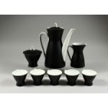 A ROSENTHAL BLACK AND WHITE COFFEE SET, 8 PIECES.