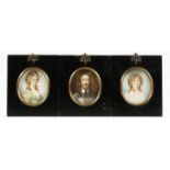 THREE OVAL MINIATURES OF VAN DYKE AND TWO LADIES