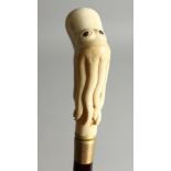 A BONE HANDLED WALKING STICK 'OCTOPUS' 35ins long