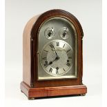 A MAHOGANY CLOCK BY WALES & McCULLOCH, 56 Cheapside, London, with silvered dial, Silent and strike