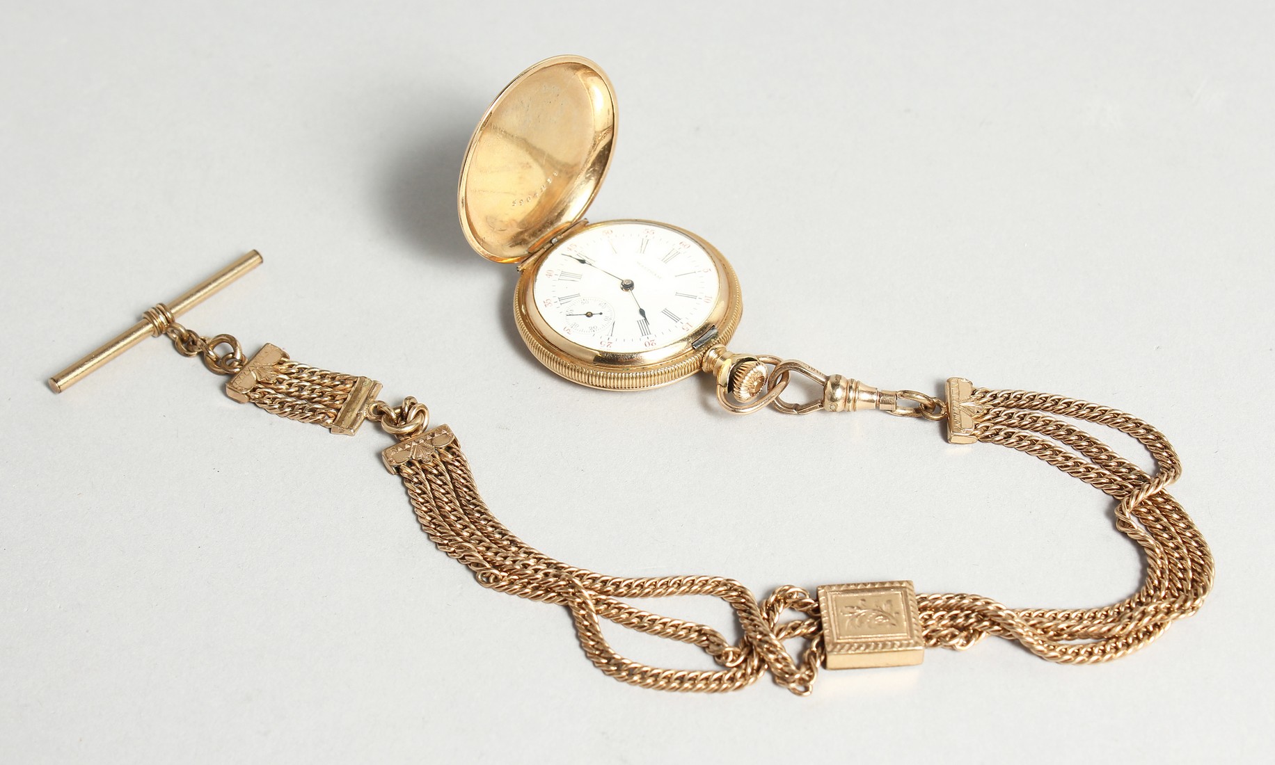 A LADIES WALTHAM DRESS WATCH AND CHAIN