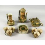 A 1920's-30's FRENCH PORCELAIN TEA SET, comprising six cups and saucers, coffee pot, sugar basin and