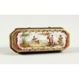 A FRENCH PORCELAIN RECTANGULAR BOX 3.5.ins lonG.