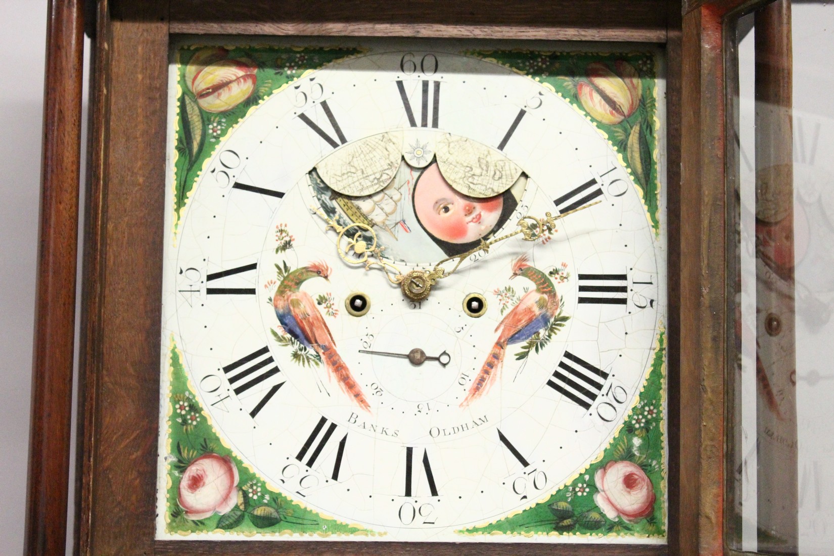 A GEORGE III MAHOGANY LONGCASE CLOCK BY BANKS, OLDHAM, with an eight day moonphase movement, - Image 5 of 9