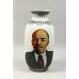 A LARGE RUSSIAN PORCELAIN VASE with a portrait bust of VLADIMIR LENIN 17ins high.