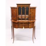 A VERY GOOD EDWARDIAN SHERATON REVIVAL SIDE CABINET, the upper section with a mirror back