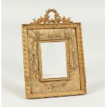 A GOOD PALAIS GILT AND FABRIC PHOTOGRAPH FRAME 8.5ins x 5.75ins