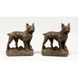 A PAIR OF CAST IRON FRENCH BULLDOG BOOK ENDS 5ins higH.