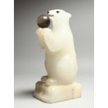 AN ONYX POLAR BEAR LAMP on a square base.