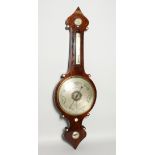 A LARGE REGENCY ROSEWOOD BANJO BAROMETER by a FAGIOLI & SON. 3 Great Warner Street, Clerkenwell