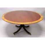 A SUPERB LARGE, GEORGIAN STYLE MAHOGANY CIRCULAR TOP BREAKFAST TABLE by ARTHUR BRETT, NORWICH,with