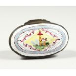 AN ENAMEL OVAL SNUFF BOX 2.5ins