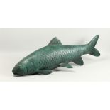 A LARGE BRONZE CARP 38ins long