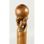 A HEAVY GREEK WALKING STICK CARVED KEPKYPG 36ins.