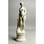 A PARIAN STANDING NUDE ON A PEDESTAL, possibly Copeland. 14ins high