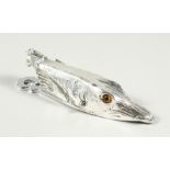 A SILVER PLATE PIKE PAPER CLIP 5ins long