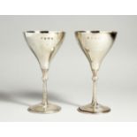 A PAIR OF SILVER CHAMPAGNE GOBLETS, Birmingham, 1972.