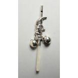 A SILVER MR PUNCH BABY'S RATTLE