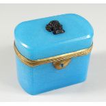 A 19TH CENTURY FRENCH BLUE GLASS BOX. 4ins long.