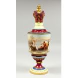 A GOOD LARGE VIENNA PORCELAIN EWER painted with a classical scene, lovers in a boat, by A.