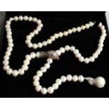 A SILVER AND BAROQUE PEARL TOURMALINE SNAKES HEAD NECKLACE