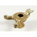 A GROUND TOUR DOUBLE SPOUT BRASS OIL LAMP