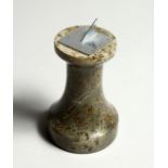 A SMALL SERPENTINE STONE TABLE TOP SUN DIAL 4ins high.