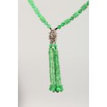 A GOOD DIAMOND AND JADE NECKLACE