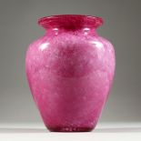 A STEUBEN PINK MOTTLED GLASS VASE (possibly Monart). 7.5ins high.