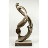 A LARGE STANDING ABSTRACT BRONZE. 34ins high