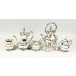 A SUPERB STERLING SILVER FIVE PIECE TEA SET BY POOLE, active in Taunton, Massachusetts from 1982 -