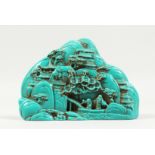 A CHINESE CARVED TURQUOISE MOUNTAIN. 5.5ins long.