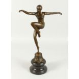 AFTER D.H. CHIPARUS. A BRONZE DANCER on a circular base.