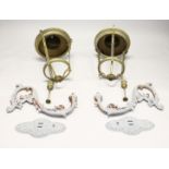 A VERY GOOD PAIR OF GILDED CAST BRONZE LANTERNS with cast iron brackets (lacking glazing). Lamps 3