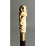 A BONE HANDLED WALKING STICK 'RATS' 35ins long