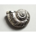 A SILVER SHELL SNUFF/PILL BOX