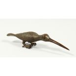 A BRONZE LONG BEAK BIRD 5ins long