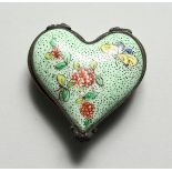 A FRENCH HEART SHAPED PILL BOX 2ins high