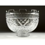 A SUPERB WATERFORD LISMORE CRYSTAL BOWL. 10ins diameter, 7 ins high.