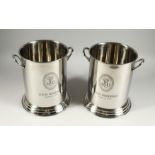 A PAIR OF LOUIS ROEDERER CIRCULAR TWO HANDLED WINE COOLERS 9.5ins high
