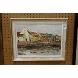 H T Lawson "Crail Harbour, Fife" oil on board, signed.