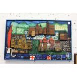 Michael Coles, an unusual painted three dimensional picture of various cathedrals and churches,