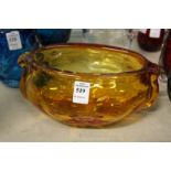 A Whitefriars amber tinted controlled bubble dish / vase.
