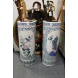 Two Chinese pottery stick stands.